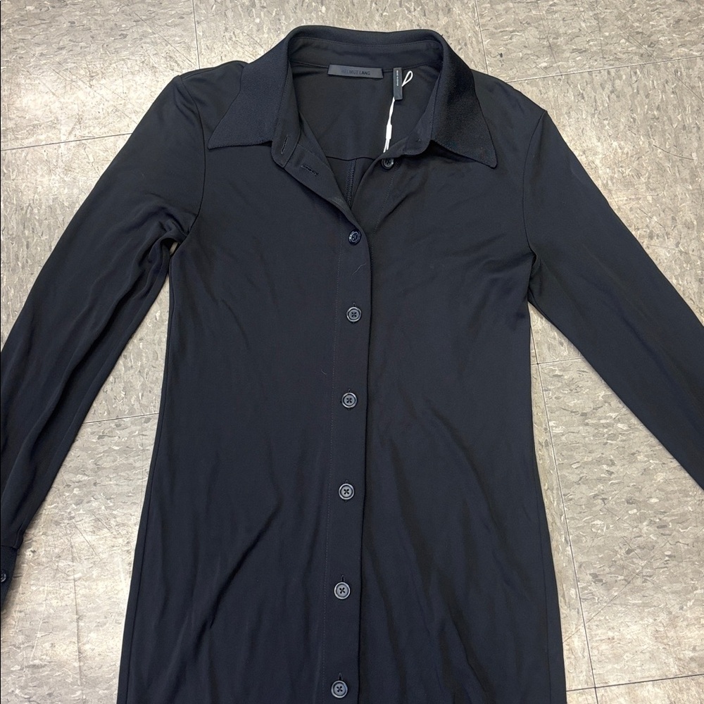 Helmut Lang Black Long Sleeve Shirt Dress - Picture 2 of 4